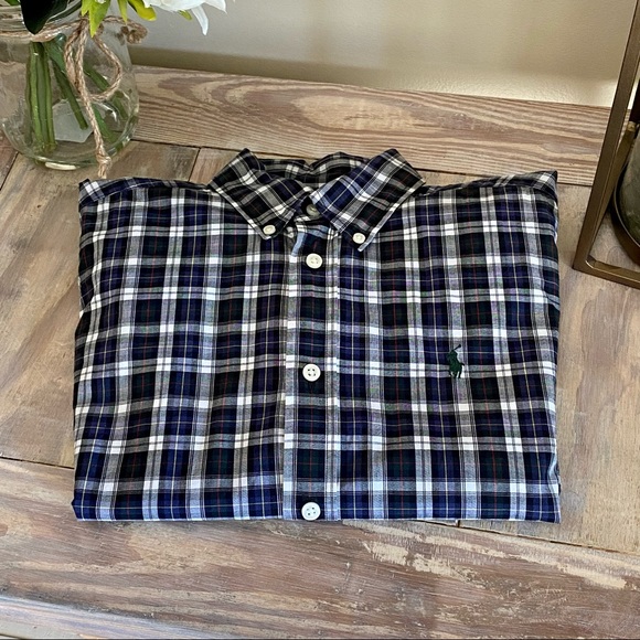 Ralph Lauren Blue & Black Plaid Button Down Shirt - Picture 2 of 13